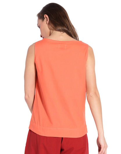 Orange Boat Neck Top