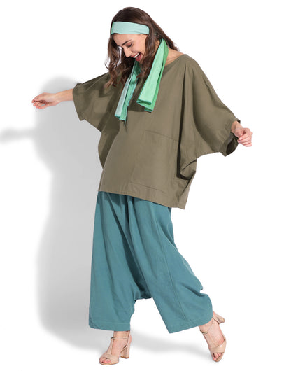 Khaki Bat Wing Kaftan