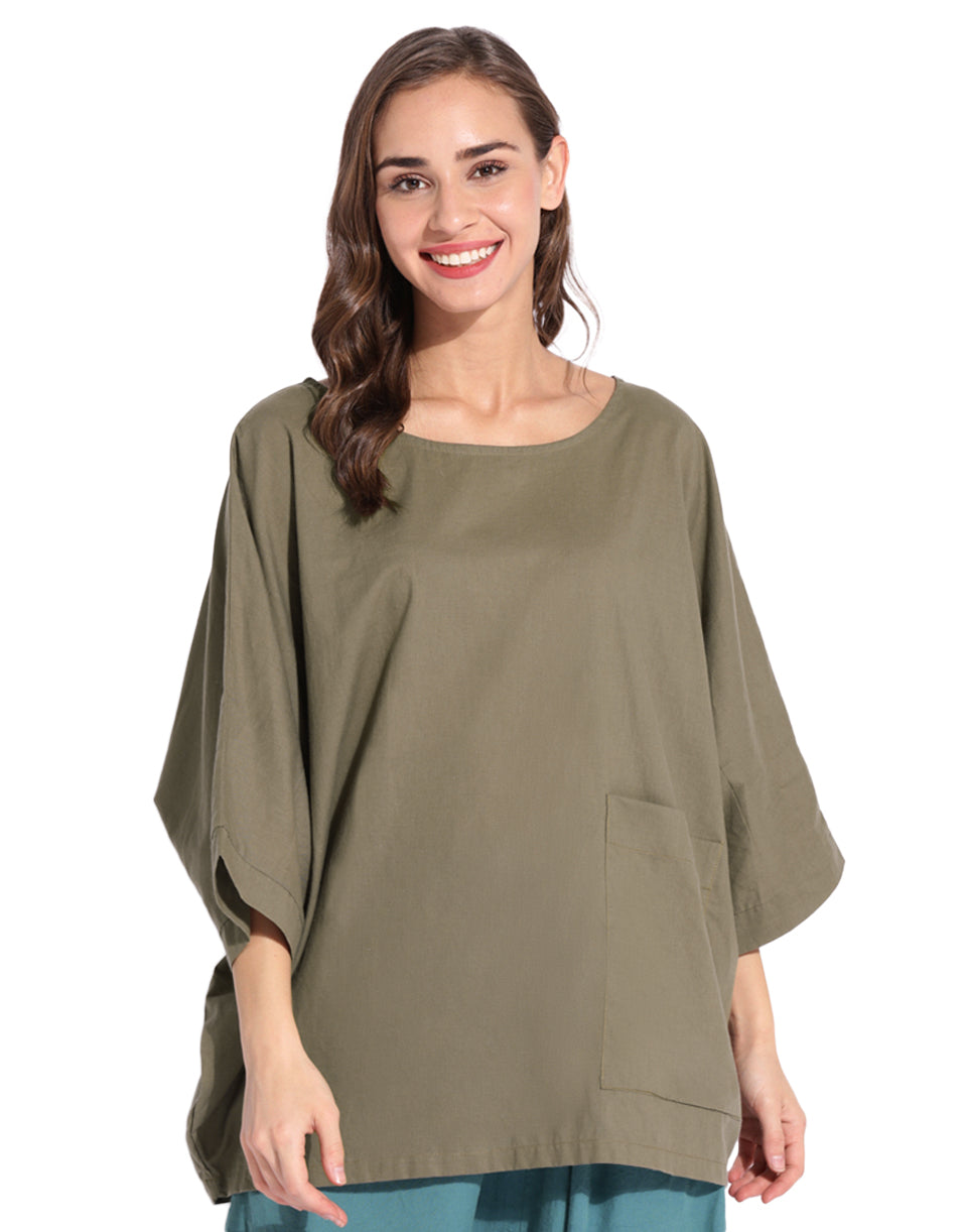 Khaki Bat Wing Kaftan