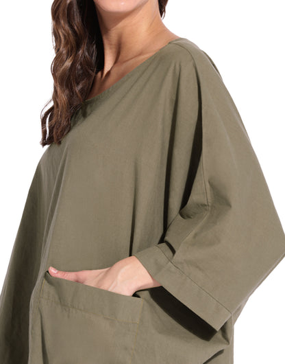 Khaki Bat Wing Kaftan