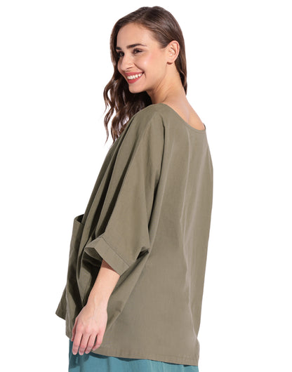 Khaki Bat Wing Kaftan