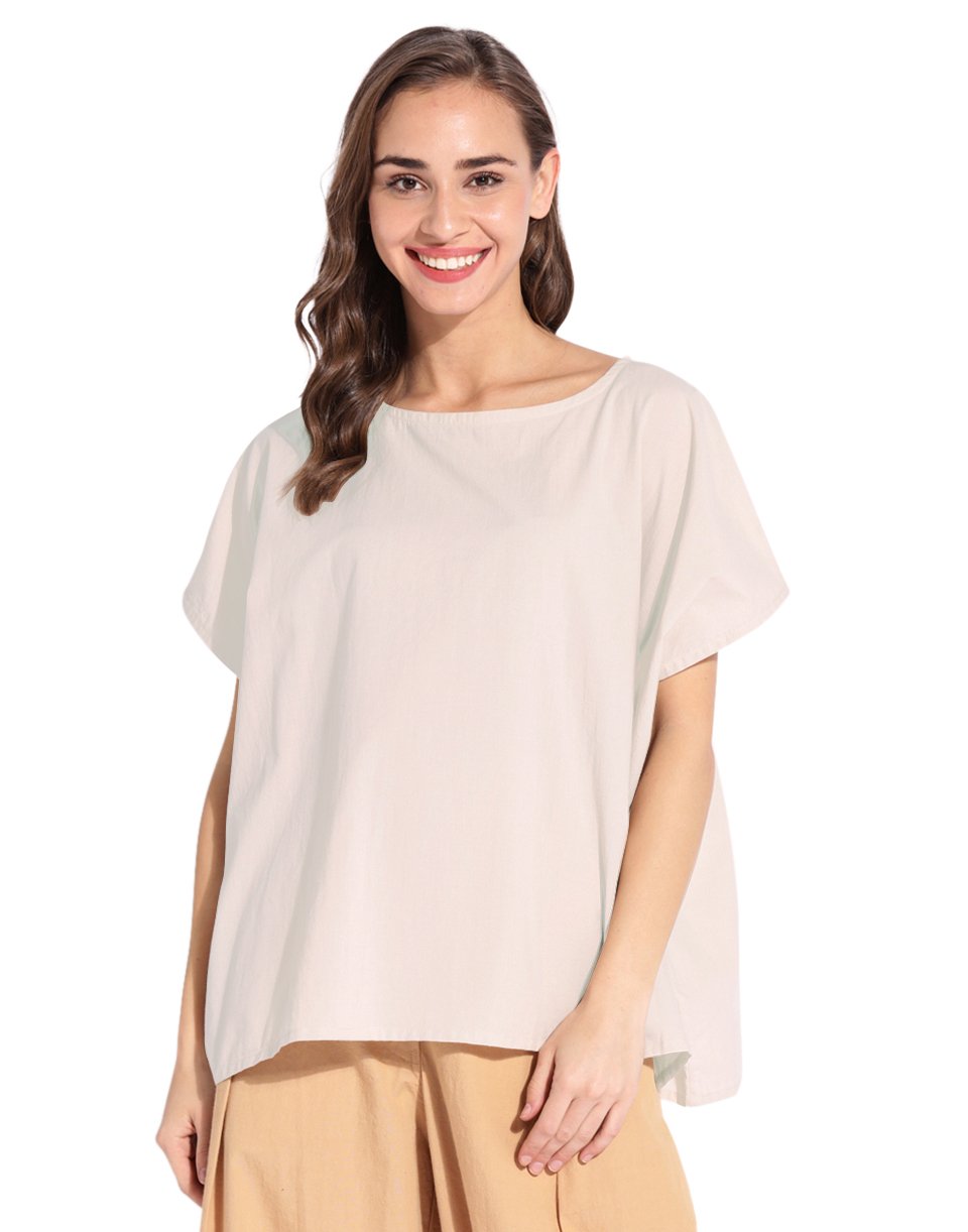 Beige Square Magyar Top