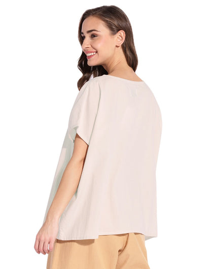 Beige Square Magyar Top