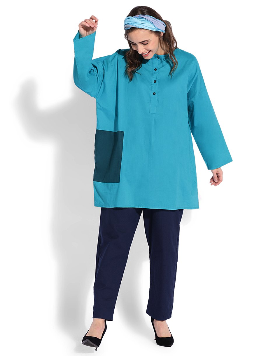 Turquoise Very Loose Kurta Shirt