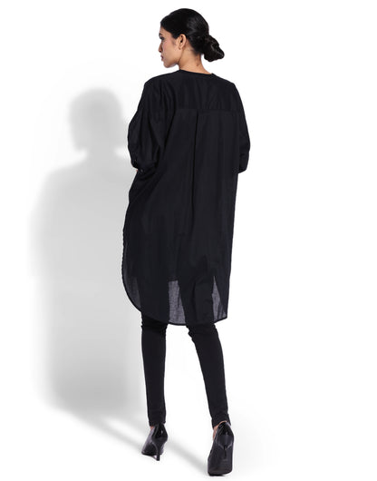 Black Very Loose Round Shirt