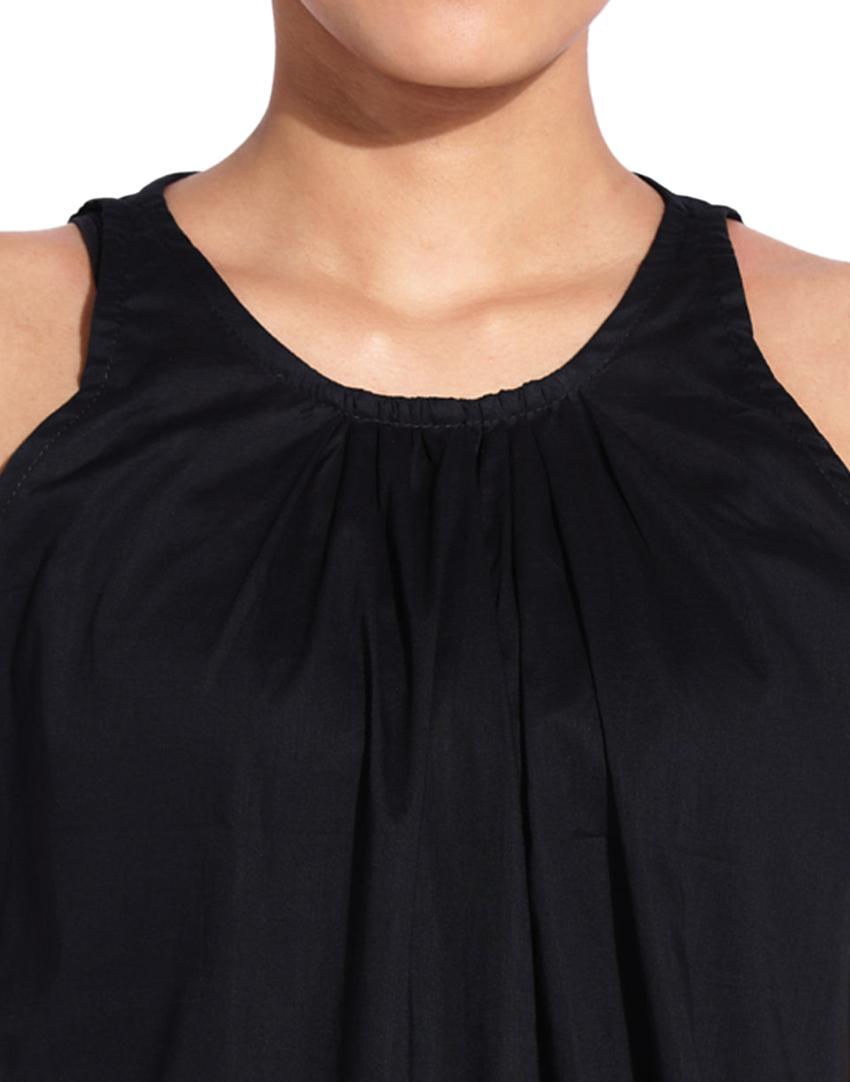 Black Front Gather Halter Top