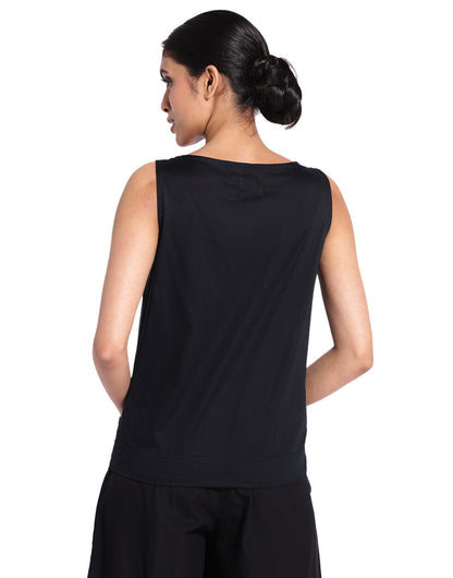 Black Boat Neck Top