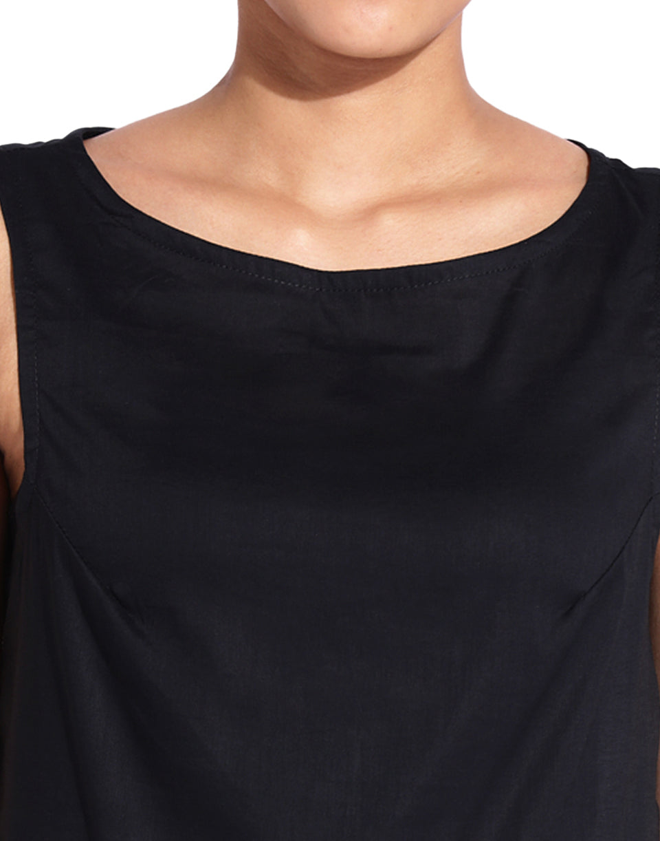 Black Boat Neck Top