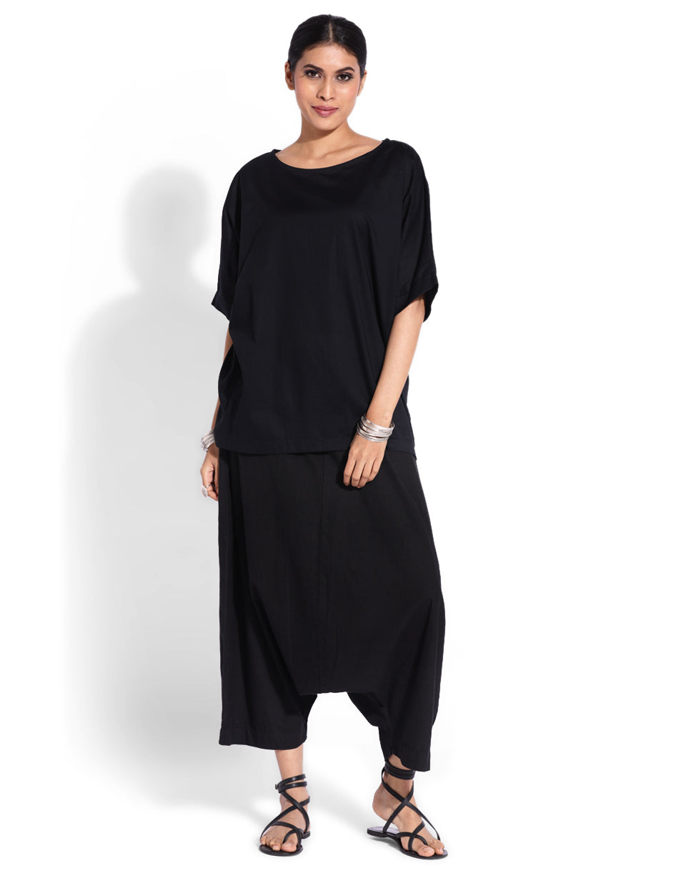 Black Simple Dolmon Kaftan