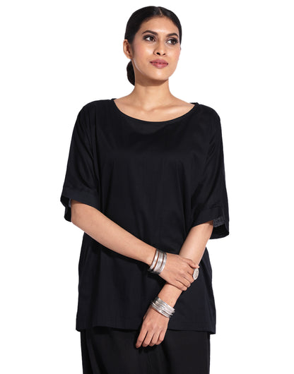 Black Simple Dolmon Kaftan