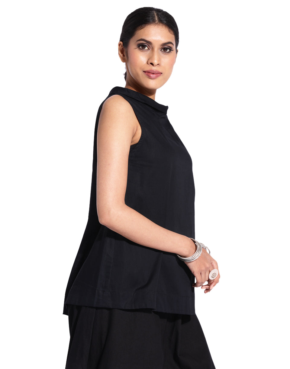 Black High Neck Sleeveless Top