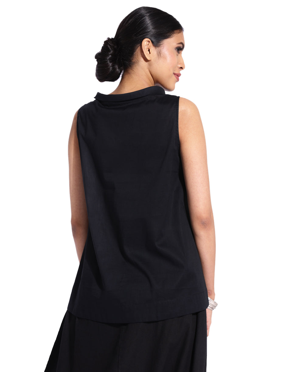 Black High Neck Sleeveless Top