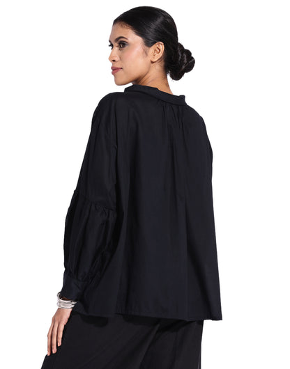 Black Balloon Sleeve Top