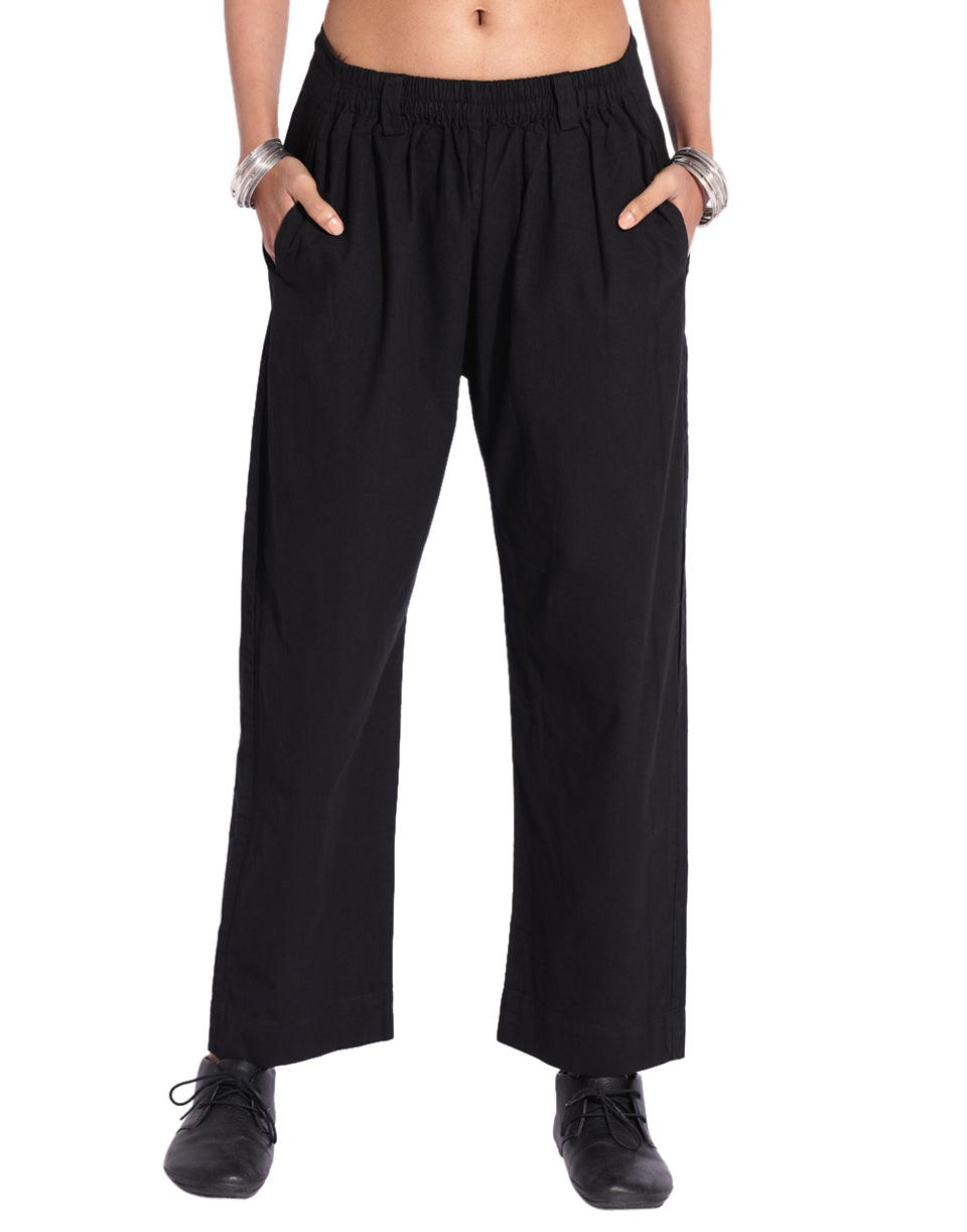 Black Front Gather Pant