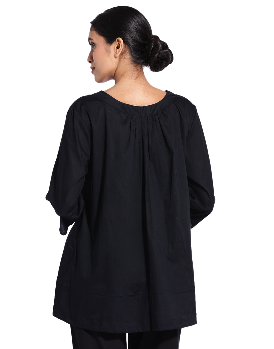 Black Front Gather Top