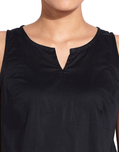 Black Slit Neck Halter Top