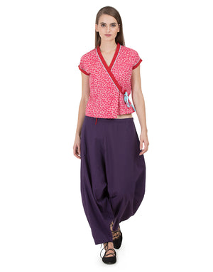 Pink Hand Printed Dharamsala Wrap Top