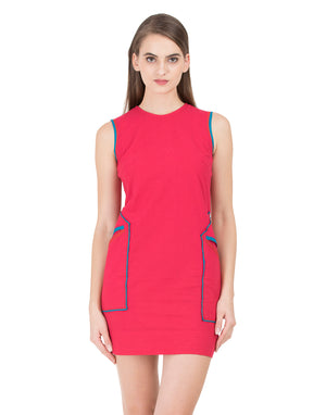 Red Lucknow Pocket Dress