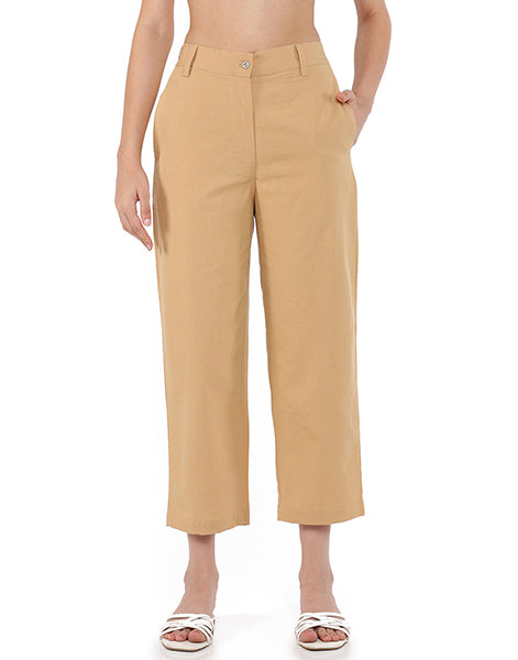 Beige Narrow Cropped Pant