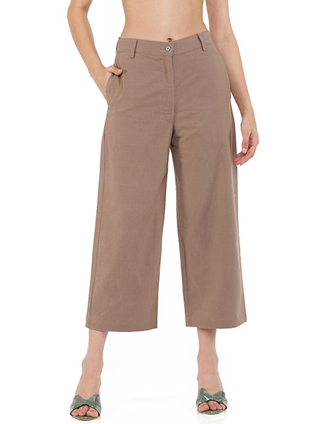 Brown Narrow Cropped Pant