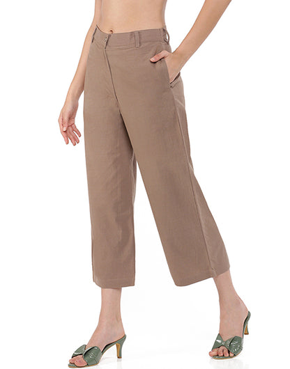 Brown Narrow Cropped Pant