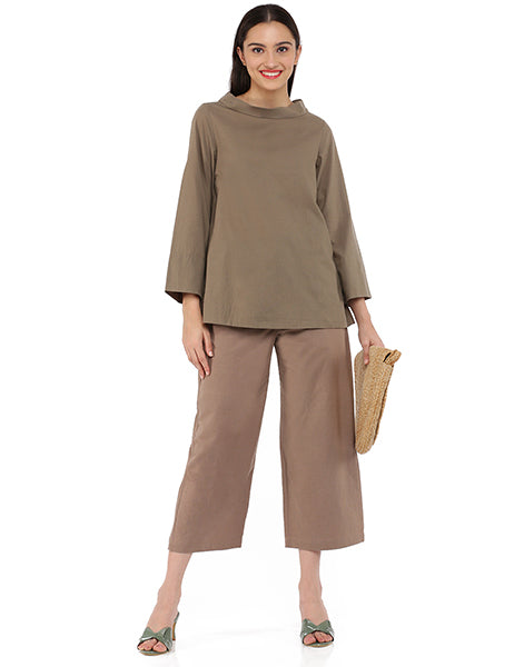 Brown Narrow Cropped Pant