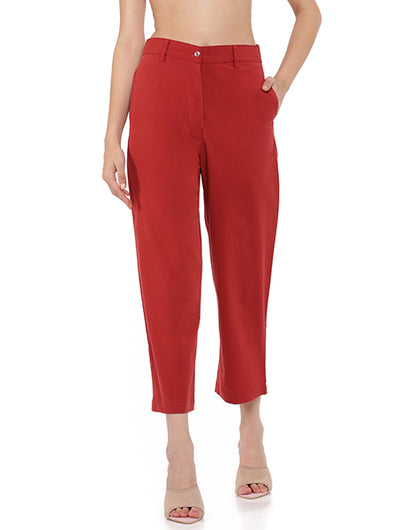 Maroon Narrow Cropped Pant