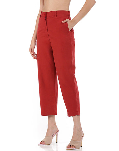 Maroon Narrow Cropped Pant