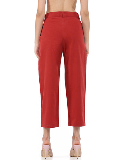 Maroon Narrow Cropped Pant