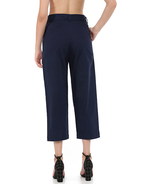 Navy Blue Narrow Cropped Pant