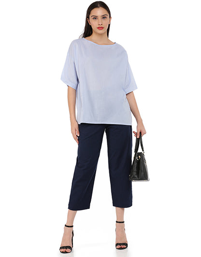 Navy Blue Narrow Cropped Pant