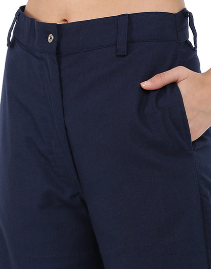 Navy Blue Wide Cropped Pant