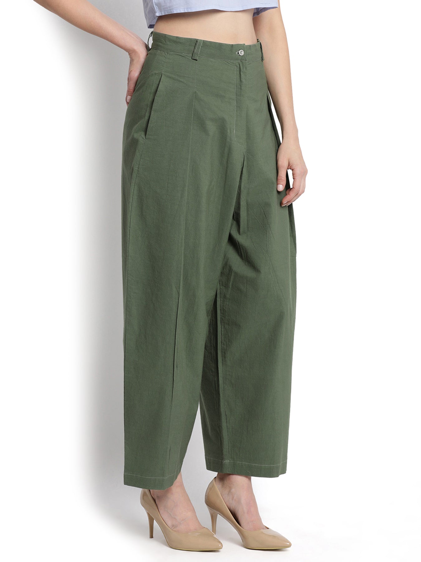 Military Green Pleated Pant