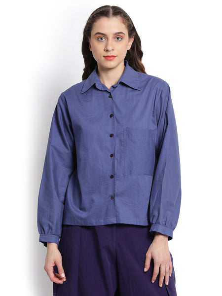 Navy blue Cropped Shirt