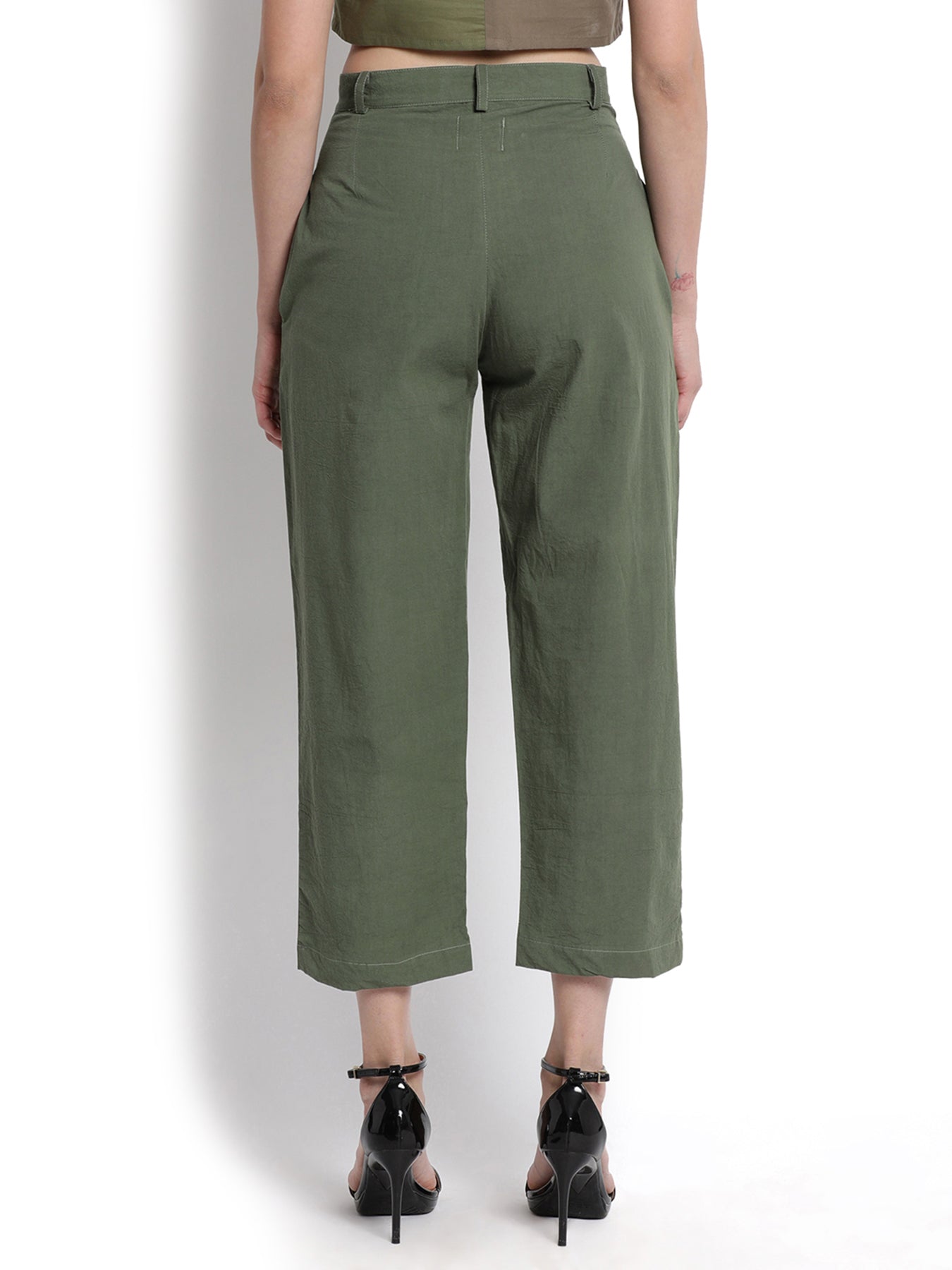 Military Green Narrow Cropped Pant