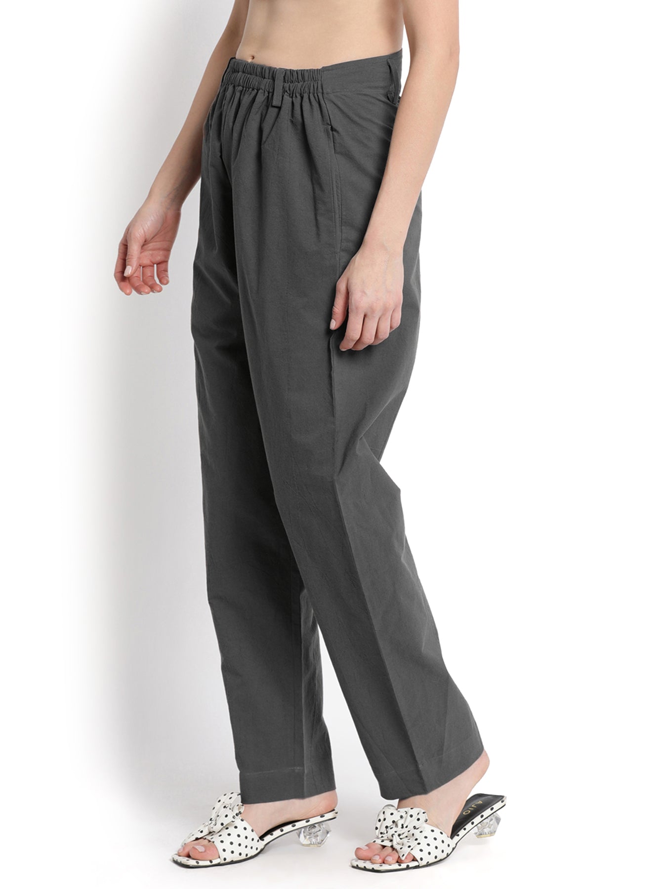 Dark Grey Front Gather Pant