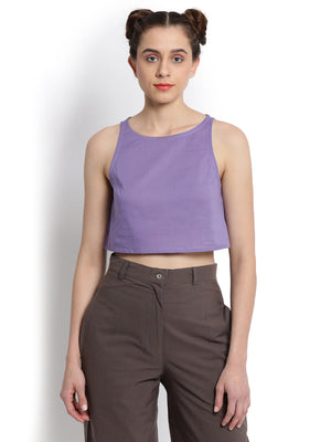 Violet Boat Neck Crop Top