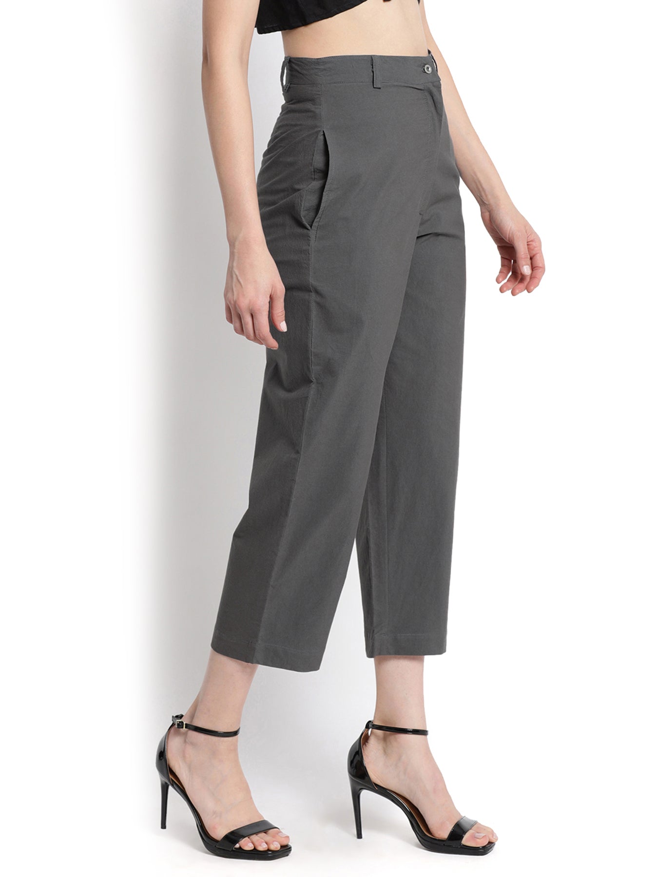 Dark grey Narrow Cropped Pant