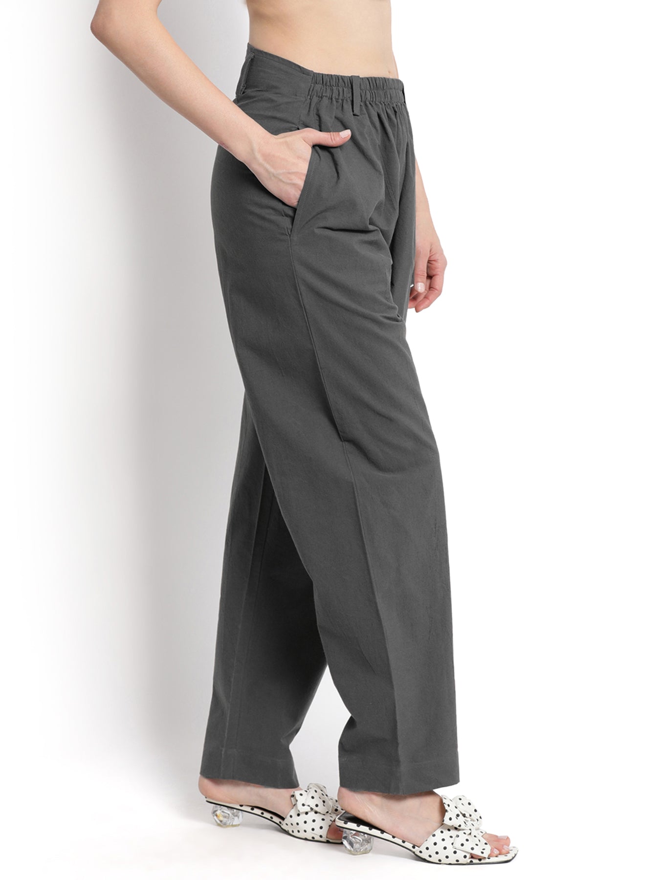 Dark Grey Front Gather Pant