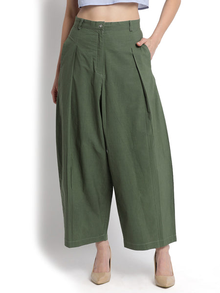Military Green Pleated Pant