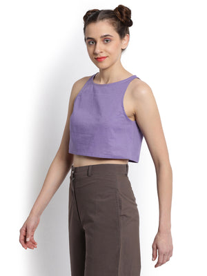 Violet Boat Neck Crop Top