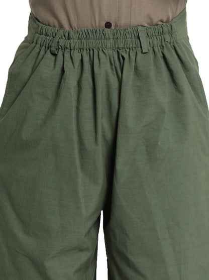 Military Green Front Gather Pant