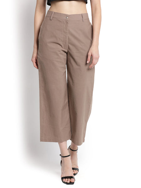 Brown Wide Cropped Pant