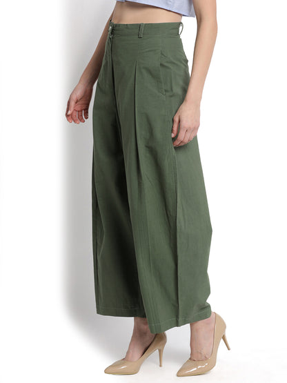 Military Green Pleated Pant