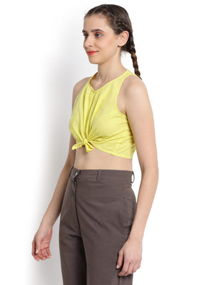 Lemon Yellow Knotted Crop Top