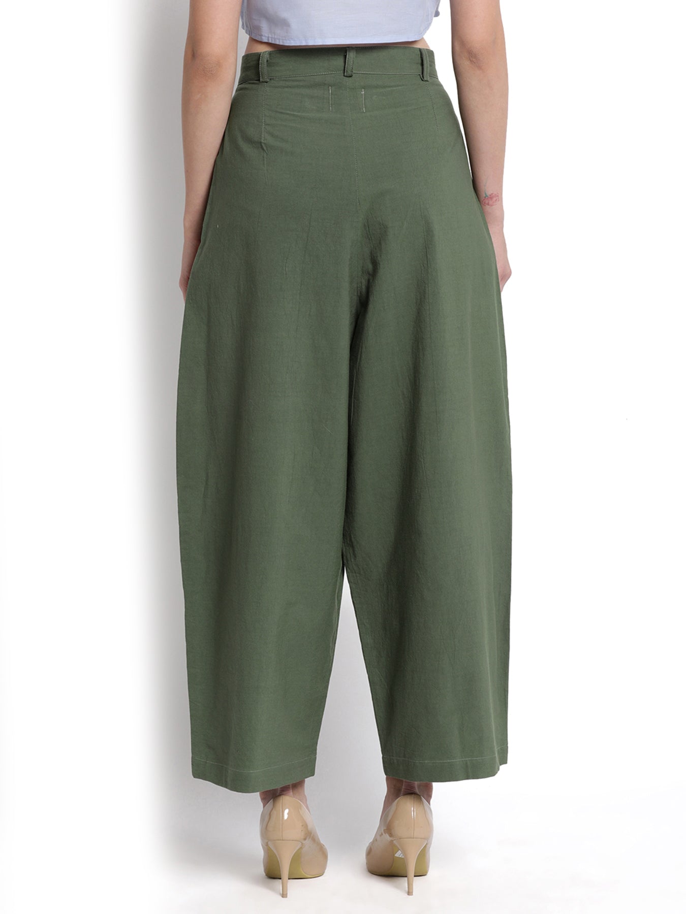 Military Green Pleated Pant