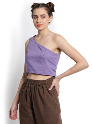 Violet Single Shoulder Crop Top