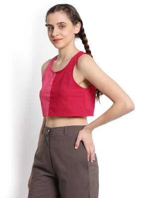 Red Cropped Patchwork T-shirt