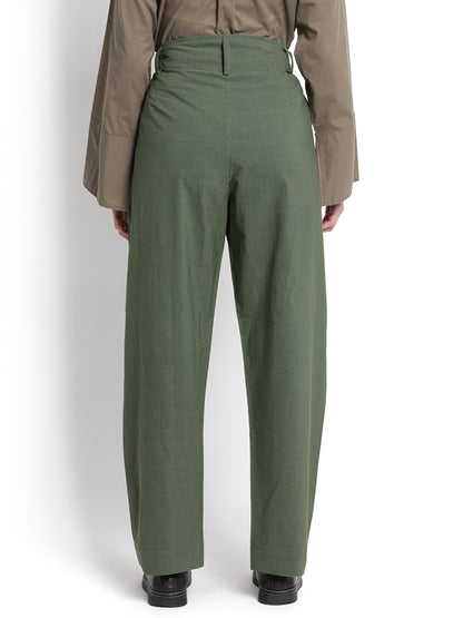 Military Green Front Gather Pant