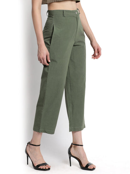 Military Green Narrow Cropped Pant